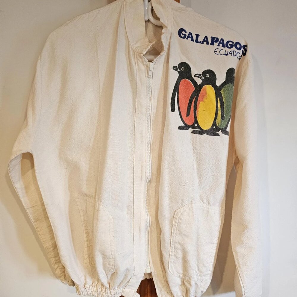 Vintage Natural Cotton Jacket with Ecuador Design